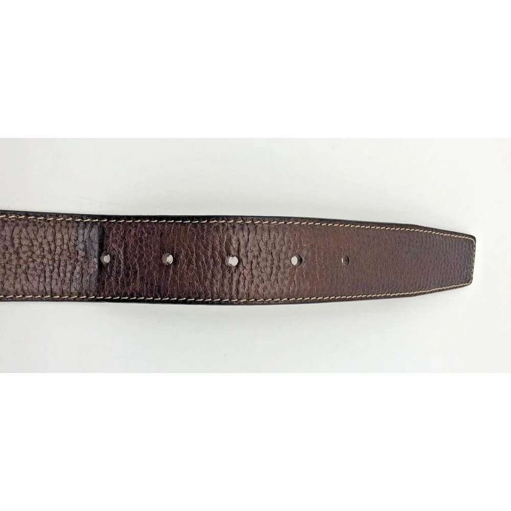 Tommy Bahama Mens Leather Belt Size 44 Brown Contrast Stitch Italy